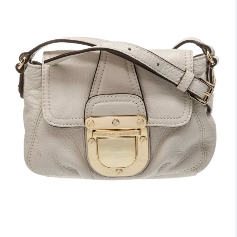 Michael Kors Taupe Brown Leather Carlton Crossbody Bag​​​​​​